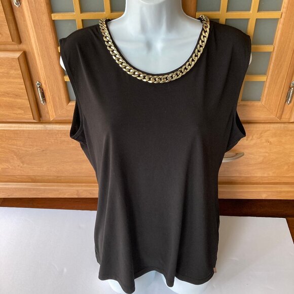 Andrew Marc Tops - Marc New York Andrew Marc Black Sleeveless Shell with Gold Chain Neckline XL